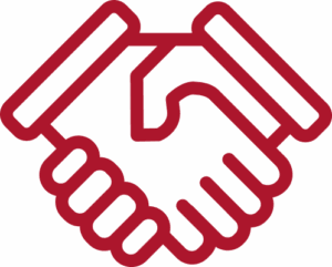Handshake red outline icon