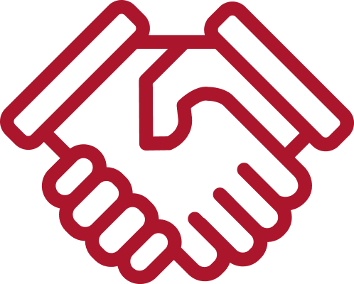 Handshake red outline icon