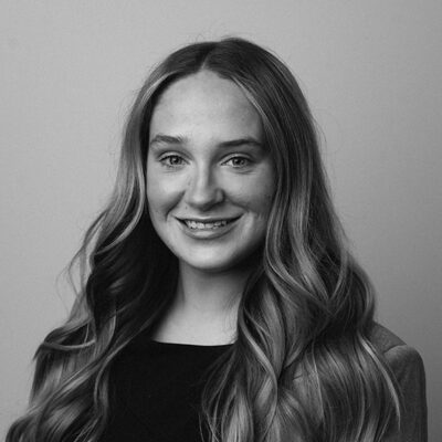 Portrait image of Rachel Sams in black and white
